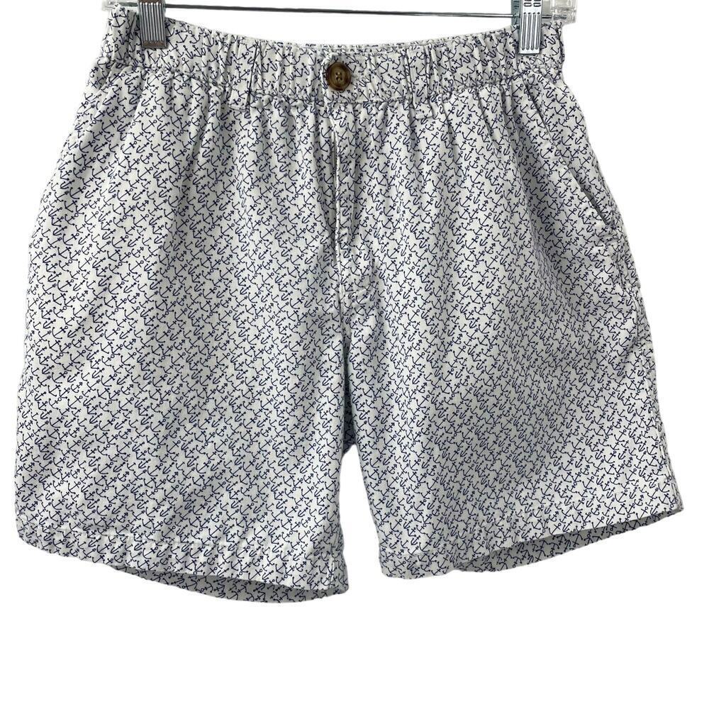 Chubbies M 7” Shorts Nautical Anchor Print White Navy Blue